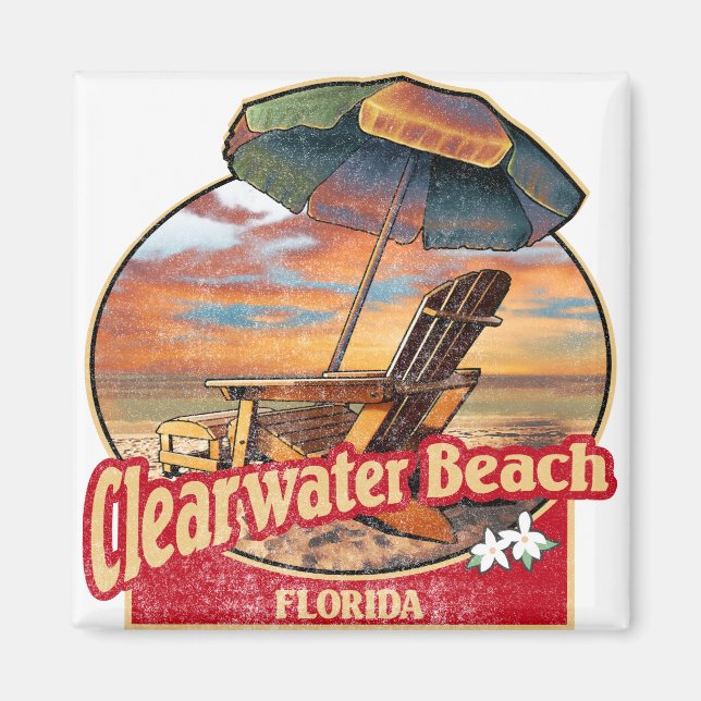 Clearwater Beach Florida Vintage Beach Magnet (Framsidan)