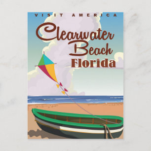 Clearwater Beach, Florida vintage resor poster Vykort
