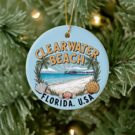 Clearwater Beach Retro Vignette Julgransprydnad Keramik