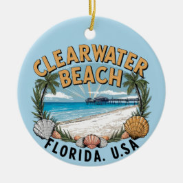 Clearwater Beach Retro Vignette Julgransprydnad Keramik