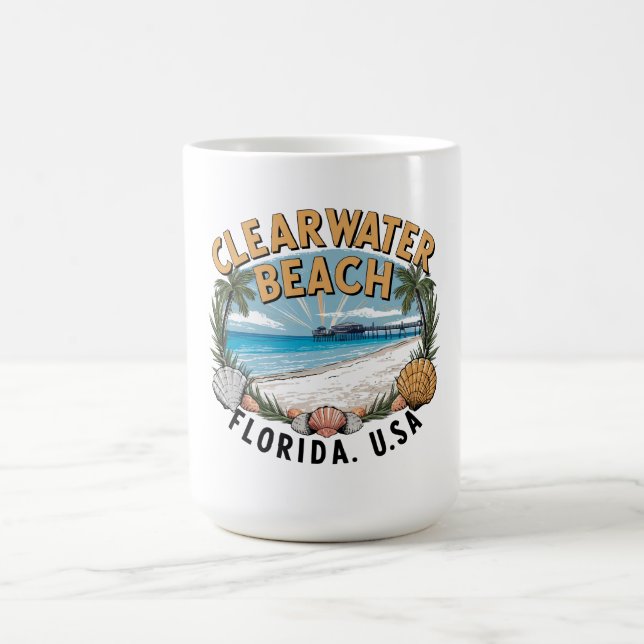 Clearwater Beach Retro Vignette Kaffemugg (Center)