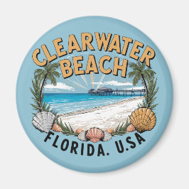 Clearwater Beach Retro Vignette Magnet