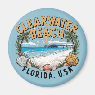 Clearwater Beach Retro Vignette Magnet