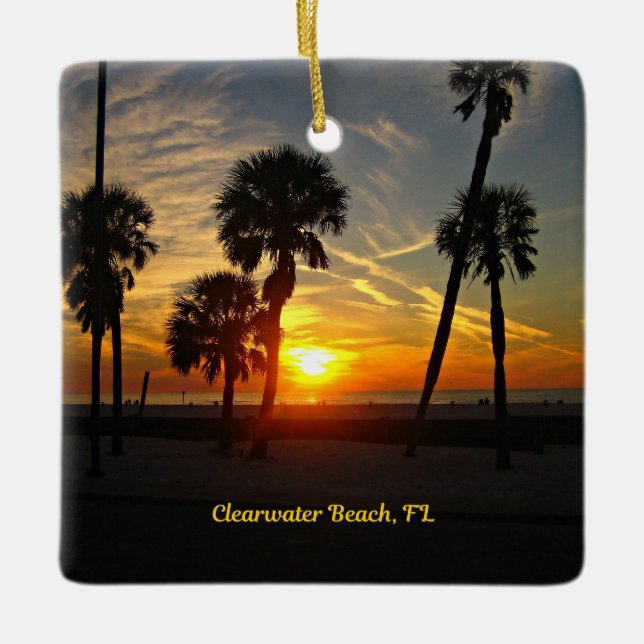 Clearwater Beach Sunset Julgransprydnad Keramik (Framsida)