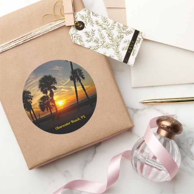 Clearwater Beach Sunset Runt Klistermärke (Gåvor)