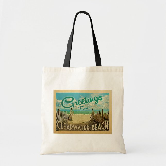 Clearwater Beach Tote Bag Vintage resor Tygkasse (Framsidan)