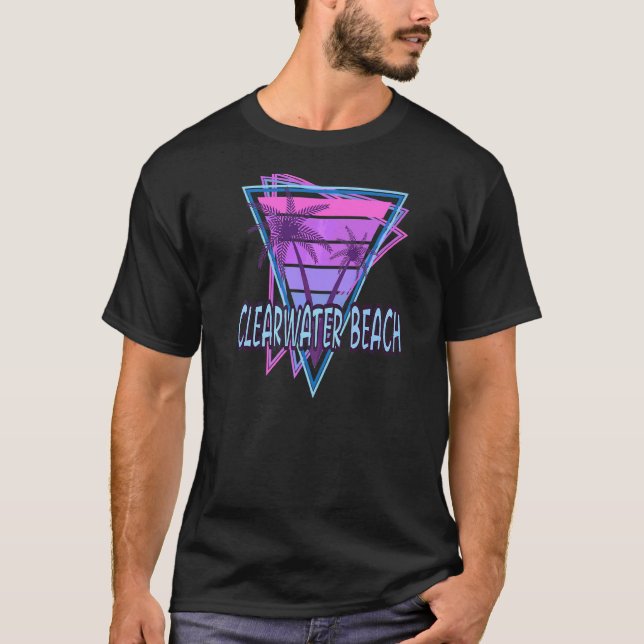 Clearwater Beach Vacation Vaporwave Aesthetic T Shirt (Framsida)
