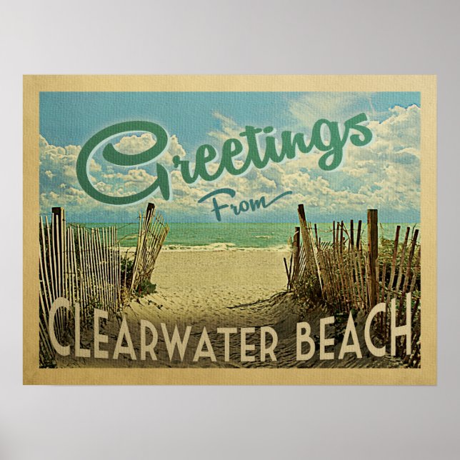 Clearwater Beach Vintage resor Poster (Framsidan)