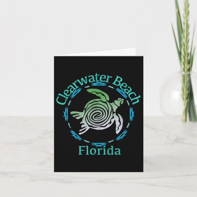Clearwater Beach Vintage Tribal Turtle Gift Kort (Framsida)