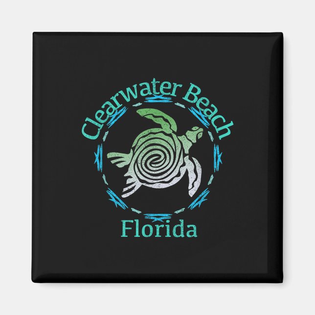 Clearwater Beach Vintage Tribal Turtle Gift Magnet (Framsidan)