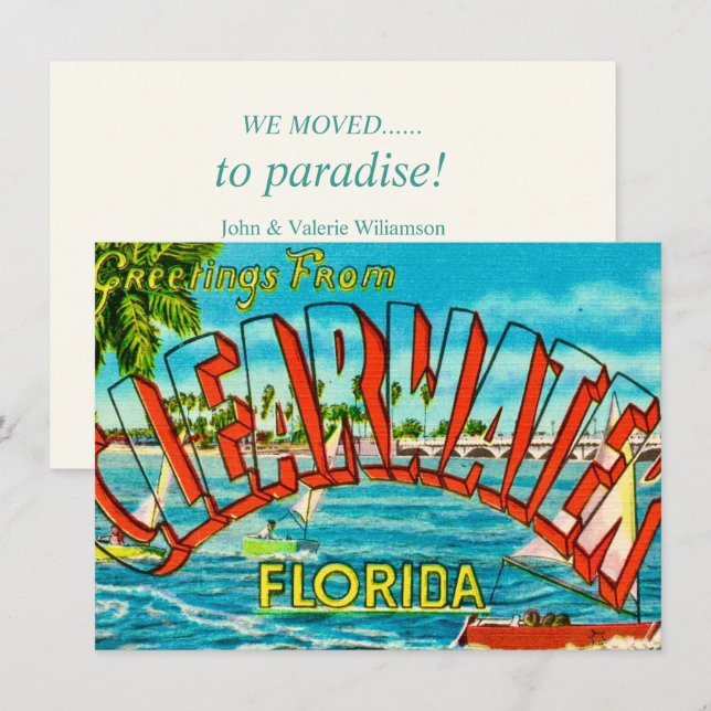 Clearwater FL Flyttmeddelande (Fram/baksida)