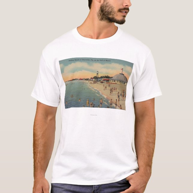 Clearwater FL - simmare & Sunbathers på strand T Shirt (Framsida)