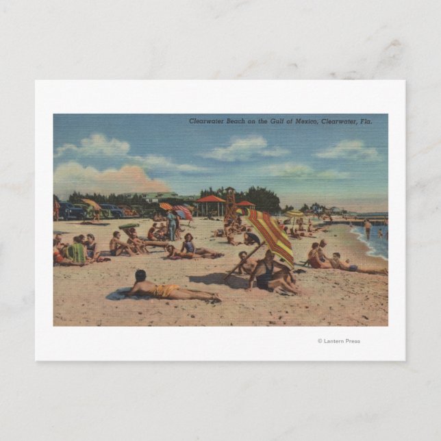 Clearwater, FL - Sunbathers on Clearwater Beach Vykort (Framsida)