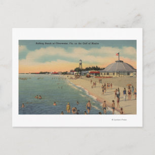 Clearwater, FL - Swimmers & Sunbathers på Beach Vykort