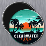 Clearwater Florida Beach Retro Sunset Souvenirs Magnet<br><div class="desc">Clearwater Florida Design. Solnedgång med din favoritstrand och ditt favorithav i Florida,  lämpligt för USA strand älskare,  särskilt kärlek Clearwater Beach.</div>