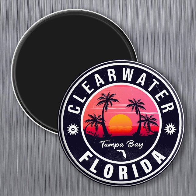 Clearwater Florida Beach Retro Sunset Souvenirs Magnet (Skapare uppladdad)