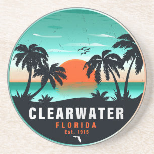 Clearwater Florida Beach Retro Sunset Souvenirs Underlägg