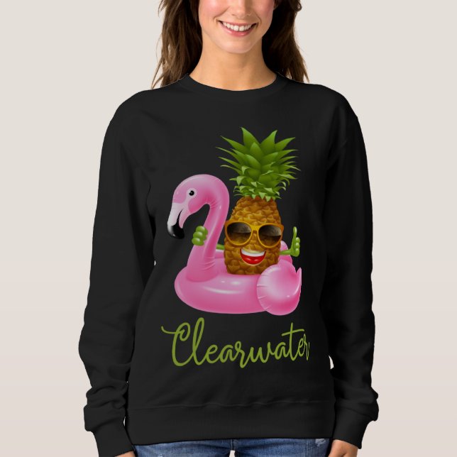Clearwater Florida Beach Tropical  Flamingo Pineap T Shirt (Framsida)