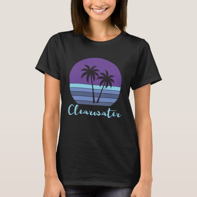 Clearwater Florida Beach Tropical Palm Tree Group T Shirt (Framsida)