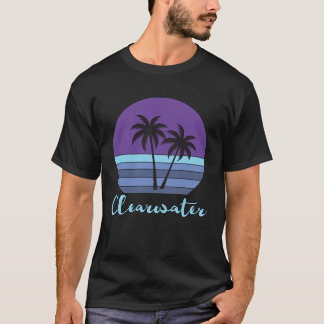 Clearwater Florida Beach Tropical Palm Tree Group T Shirt (Framsida)