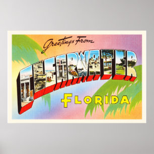 Clearwater Florida FL gammal vintage resorsouvenir Poster