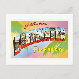 Clearwater Florida FL Old Vintage resor Souvenir Vykort
