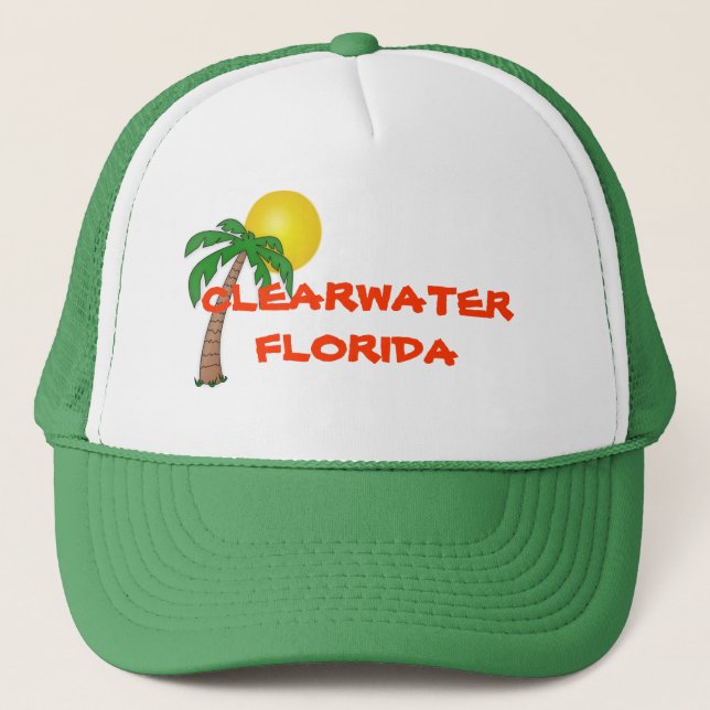 Clearwater Florida handflatan träd hat Truckerkeps (Framsida)