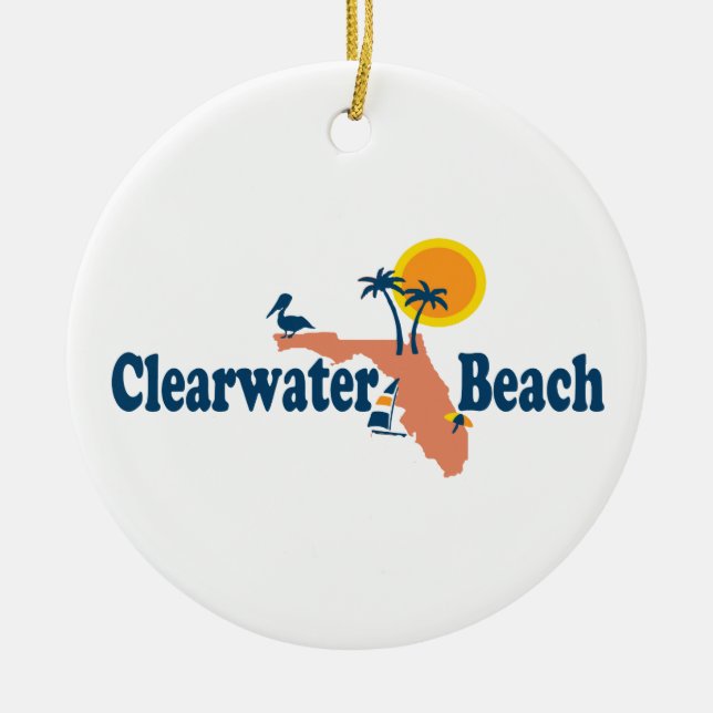 Clearwater Florida - kartadesign Julgransprydnad Keramik (Framsidan)