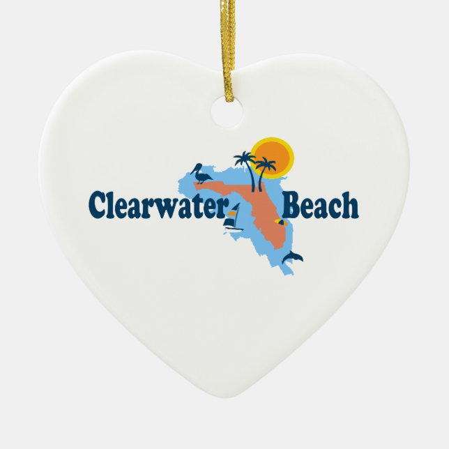 Clearwater Florida - kartadesign Julgransprydnad Keramik (Framsidan)