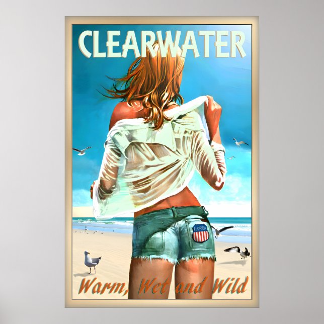 Clearwater Florida Pinellas County Beach Pin U Poster (Framsidan)