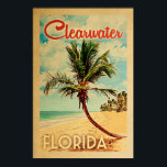 Clearwater Florida Poster Vintage Handflatan Träd<br><div class="desc">Clearwater,  Florida vintage-strandaffisch.</div>