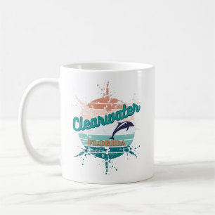 Clearwater Florida Retro Vintage Exploding Sunset Kaffemugg