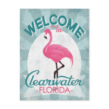 Clearwater Florida Rosa Flamingo Retro