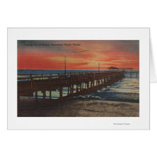 Clearwater, Florida - Sunset View of Fishing Paj Hälsningskort