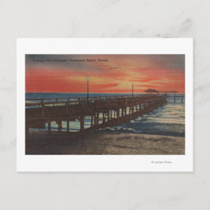 Clearwater, Florida - Sunset View of Fishing Paj Vykort
