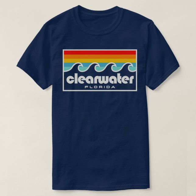 Clearwater Florida Tampa Bay Retro Sunset Vågar T Shirt (Design framsida)