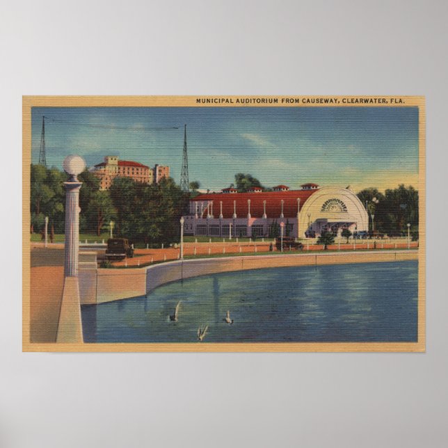 Clearwater, Florida - View of Municipal Poster (Framsidan)