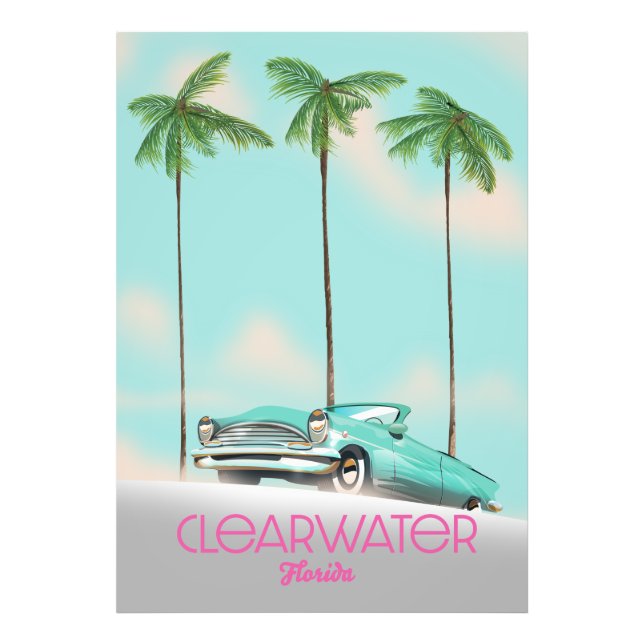 Clearwater Florida vintage reseskylt Fototryck (Framsidan)