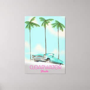 Clearwater Florida vintage stil reseaffisch Canvastryck