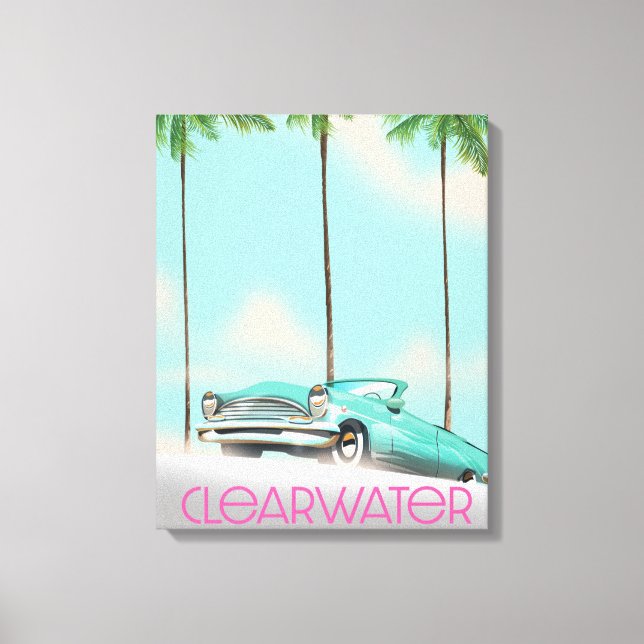 Clearwater Florida vintage stil reseaffisch Canvastryck (Framsida)