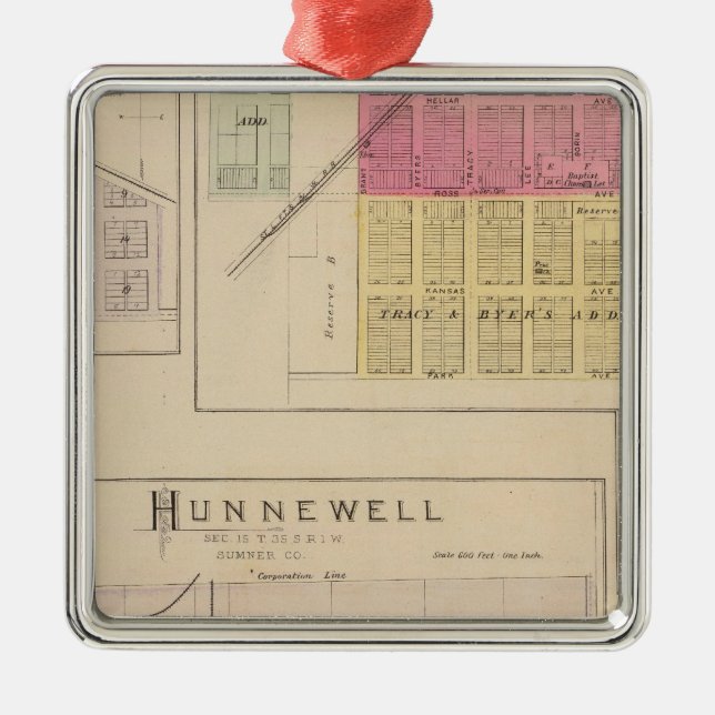 Clearwater, Hunnewell, Danville och Corbin, Kansas Julgransprydnad Metall (Framsidan)