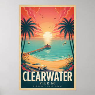 Clearwater Pier 60 Vintage Florida Resemål Poster