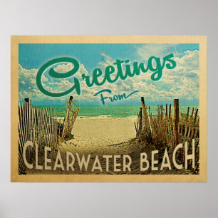 Clearwater strandvintage resor poster