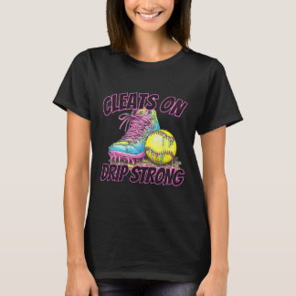 Cleats On Drip Strong Softll Drip Softll Mom Retro T Shirt