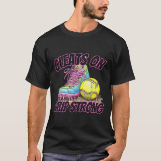 Cleats On Drip Strong Softll Drip Softll Mom Retro T Shirt