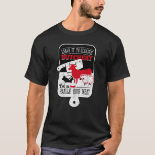 Cleaver Butchery hanterar din Kött-roliga Cow Gris T Shirt