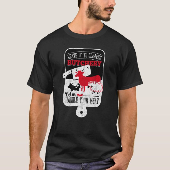 Cleaver Butchery hanterar din Kött-roliga Cow Gris T Shirt (Framsida)