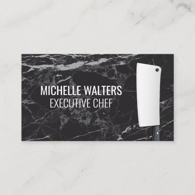 Cleaver Knivar | Marble Background Visitkort (Framsida)