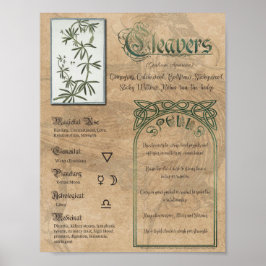 Cleavers Herbal Bok of Shadows Pagan Wiccan Poster