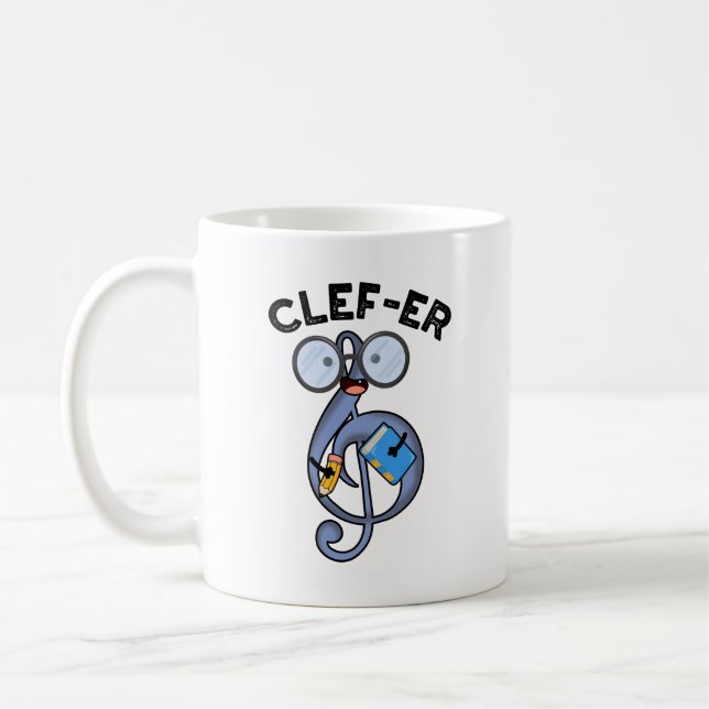 Clef-er Funny Music Pun Kaffemugg (Vänster)